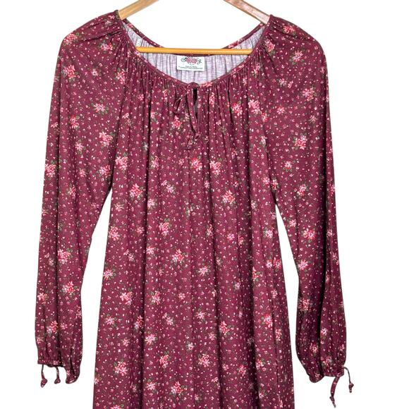 Vtg 1980's Lanz Original Floral Print Tiered Hem Cottage Core Midi Dress - Picture 2 of 8